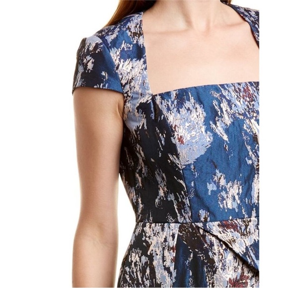 Kay Unger Women’s Sutton Midi Dress Rainforest Metallic Size 8 - Picture 3 of 11